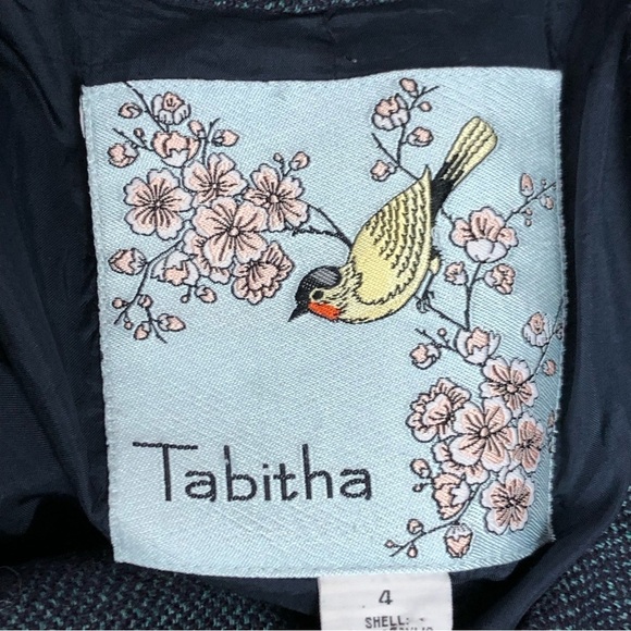 TABITHA, blue textured button, front short sleeve blazer - Picture 4 of 9